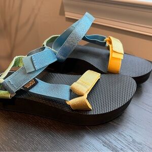 Teva Blue and Yellow Sandals Sz7